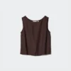 Mouwloze blouse van linnenmix voor dames