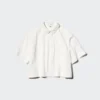 Nylon kort overhemd met boxy pasvorm voor dames | Halflange mouwen