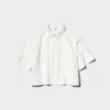 Nylon kort overhemd met boxy pasvorm voor dames | Halflange mouwen