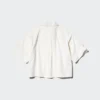 Nylon kort overhemd met boxy pasvorm voor dames | Halflange mouwen