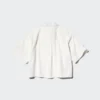 Nylon kort overhemd met boxy pasvorm voor dames | Halflange mouwen