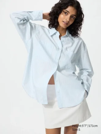 Oversized katoen overhemd voor dames | Gestreepte