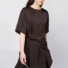 Oversized korte satijnen blouse voor dames | Halflange mouwen