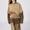 Oversized korte satijnen blouse voor dames | Halflange mouwen