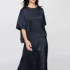 Oversized korte satijnen blouse voor dames | Halflange mouwen