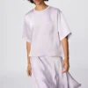Oversized korte satijnen blouse voor dames | Halflange mouwen