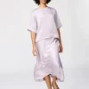 Oversized korte satijnen blouse voor dames | Halflange mouwen
