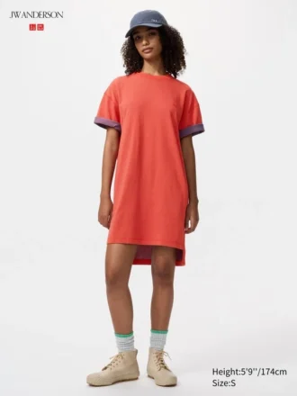 Oversized tweekleurige T-shirtjurk voor dames