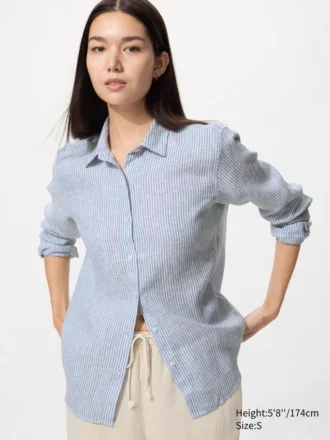 Premium Linen damesoverhemd | Gestreepte