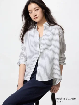 Premium Linen damesoverhemd | Gestreepte