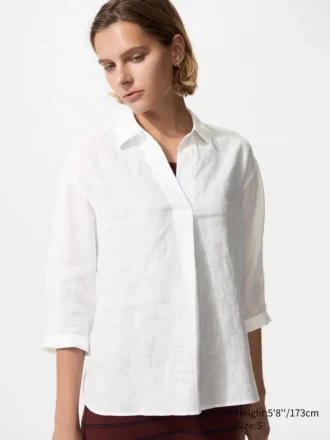 Premium Linen damesoverhemd met skipp kraag