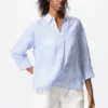 Premium Linen damesoverhemd met skipp kraag | Gestreepte