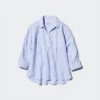 Premium Linen damesoverhemd met skipp kraag | Gestreepte
