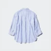 Premium Linen damesoverhemd met skipp kraag | Gestreepte