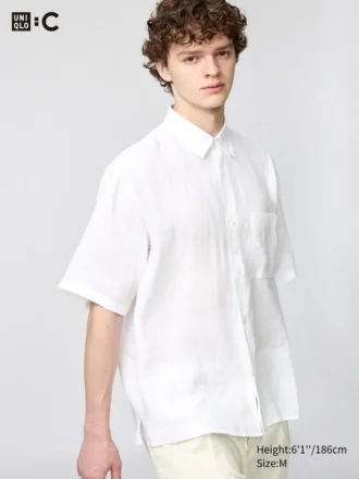 Premium Linen oversized herenoverhemd | Korte mouwen