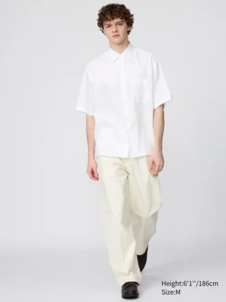 Premium Linen oversized herenoverhemd | Korte mouwen