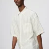 Premium Linen oversized herenoverhemd | Korte mouwen | Gestreepte