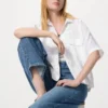 Premium Linen Skipper Boxy-overhemd voor dames | Korte mouwen