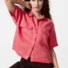 Premium Linen Skipper Boxy-overhemd voor dames | Korte mouwen