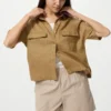 Premium Linen Skipper Boxy-overhemd voor dames | Korte mouwen
