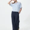 Premium Linen Skipper Boxy-overhemd voor dames | Korte mouwen