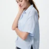 Premium Linen Skipper Boxy-overhemd voor dames | Korte mouwen