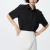 Rayon blouse met korte mouwen voor dames | Stippen