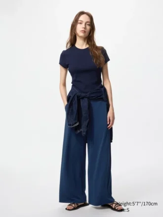 Rechte broek van crêpe jersey voor dames