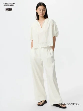 Rechte broek van linnenmix voor dames