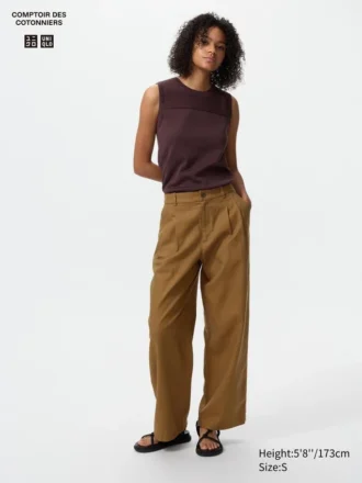 Rechte broek van linnenmix voor dames