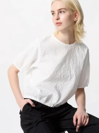 Seersucker-blouse met volume voor dames