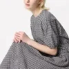 Seersucker-blouse met volume voor dames | Gingham