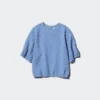 Seersucker-blouse met volume voor dames | Gingham