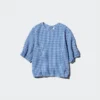 Seersucker-blouse met volume voor dames | Gingham