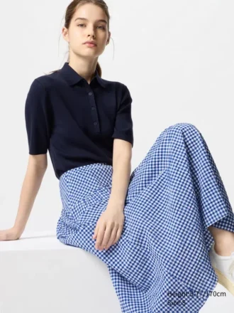 Seersucker-rok met volume voor dames | Gingham