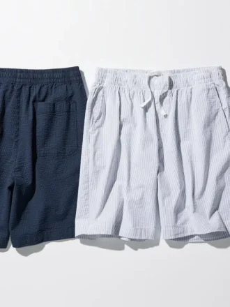 Stretch Easy-Shorts voor heren | Seersucker | 20 cm