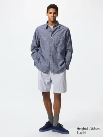 Stretch Easy-Shorts voor heren | Seersucker | 20 cm