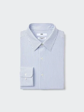 Super Non-Iron Jersey Slim-fit overhemd voor heren | Normale kraag | Gestreepte