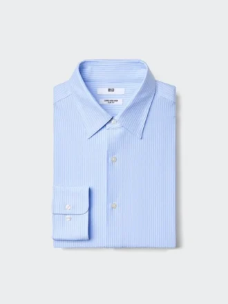 Super Non-Iron Jersey Slim-fit overhemd voor heren | Normale kraag | Gestreepte