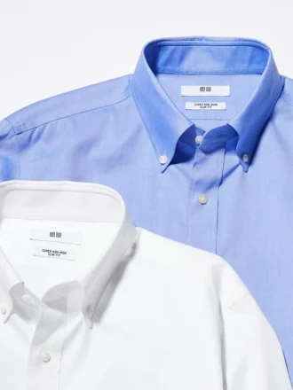 Super strijkvrij slim overhemd voor heren | Button-down kraag