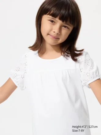 T-shirt met pofmouwen voor kinderen | Borduursel