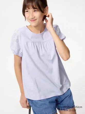 T-shirt met pofmouwen voor kinderen | Borduursel
