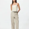 Tapered broek van linnen en katoen voor dames