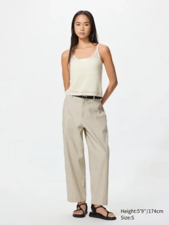 Tapered broek van linnen en katoen voor dames