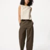 Tapered broek van linnen en katoen voor dames