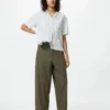 Tapered broek van linnen en katoen voor dames