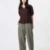 Tapered broek van linnen en katoen voor dames