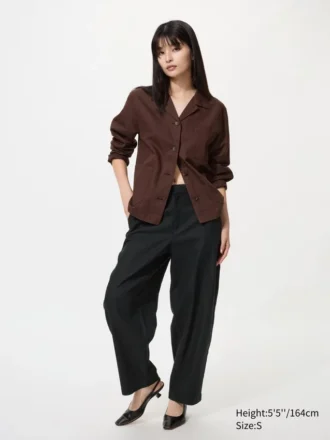 Tapered broek van linnen en katoen voor dames