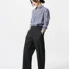 Tapered broek van linnen en katoen voor dames