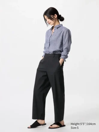 Tapered broek van linnen en katoen voor dames